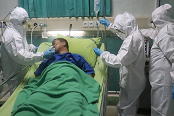 A patient being treated in hospital