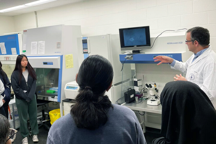 Faculty member, Dr. Scott Yuzwa gives a tour of the MSB labs and explains his research 